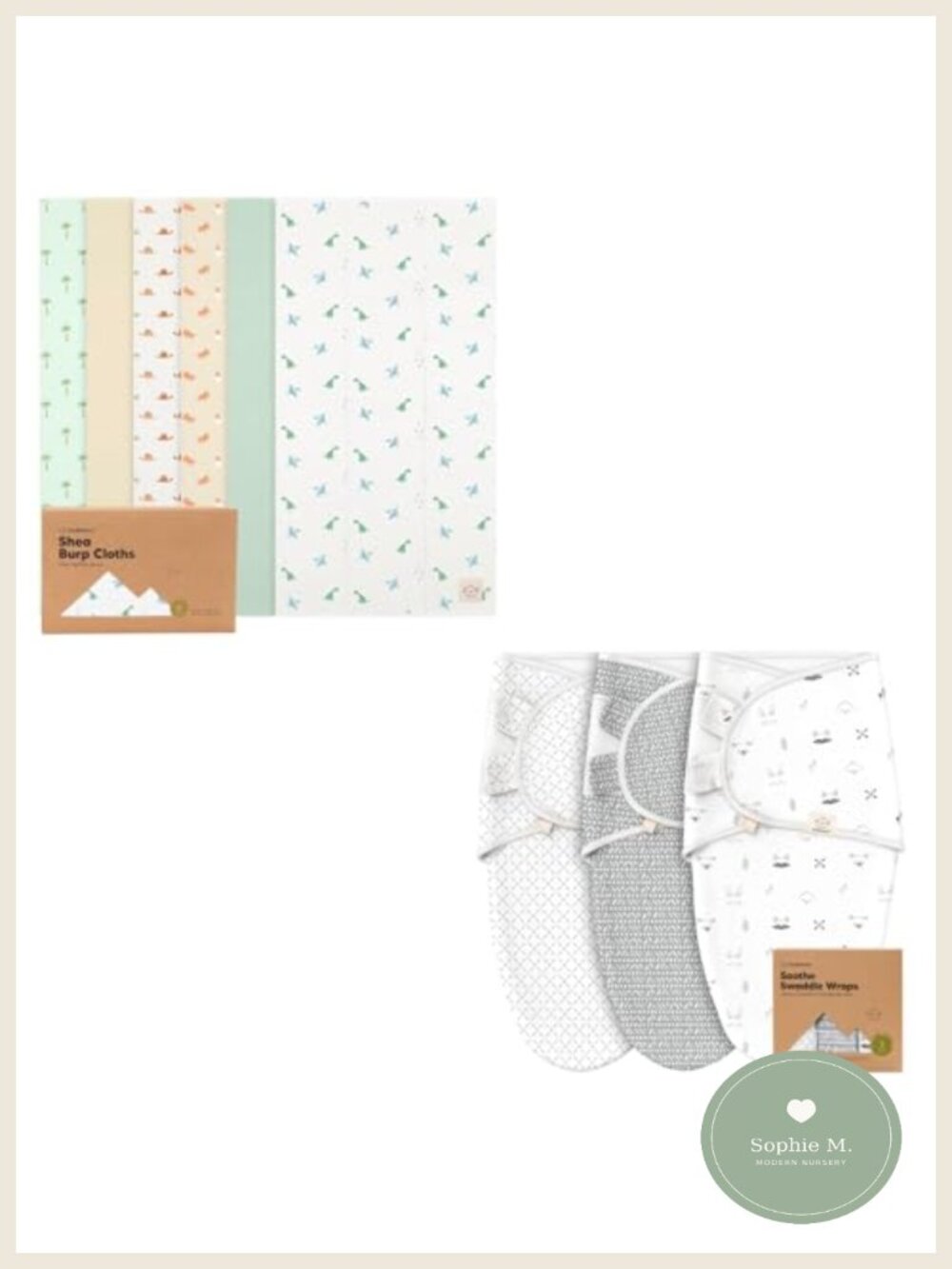 Organic Cotton Burp Cloths & Swaddle Sleep Sacks Set - 6 Pack & 3 Pack